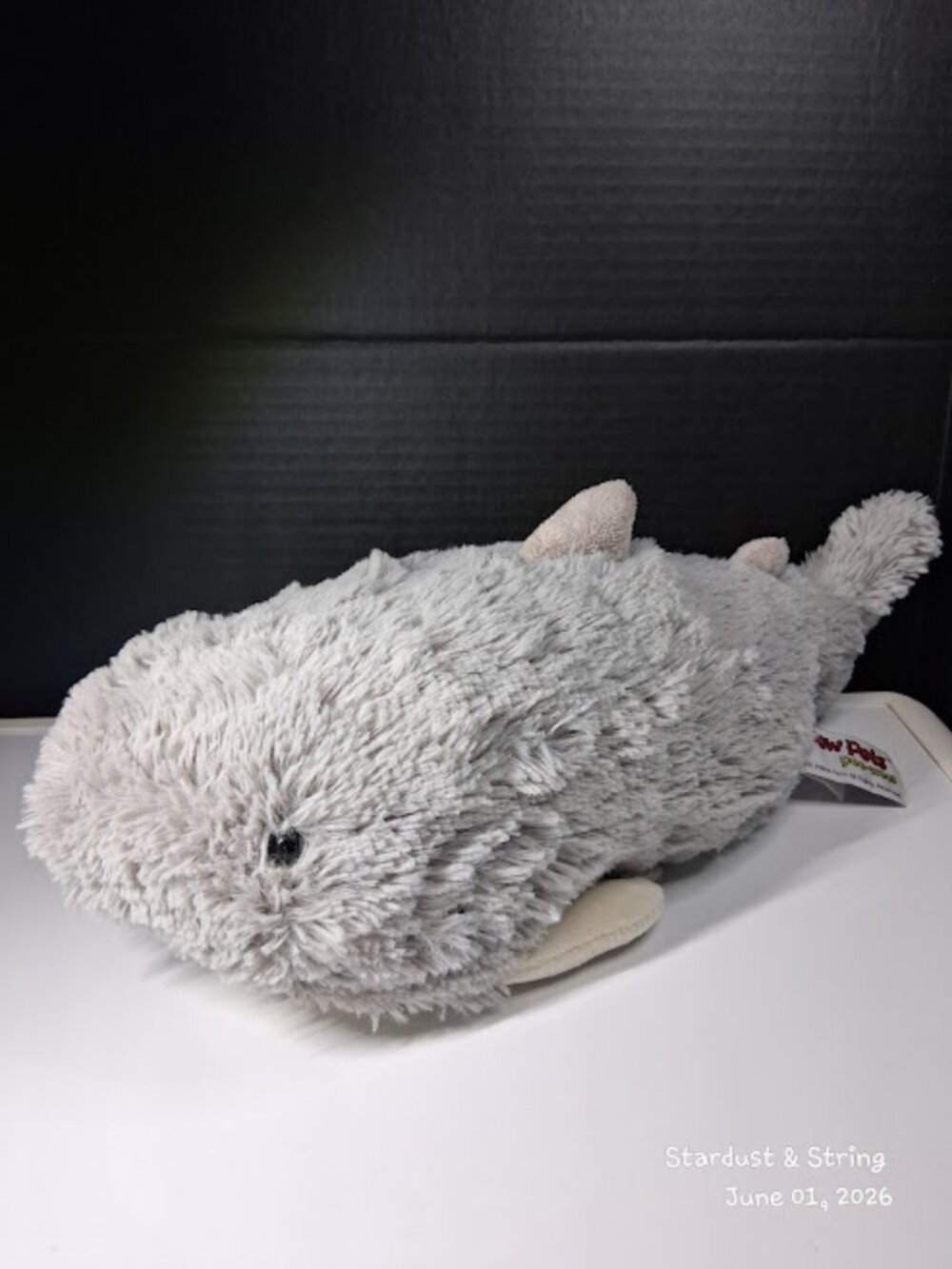 My Pillow Pets Sharky Shark Plush Premium Pee Wees Grey White Folding 16"